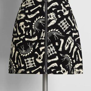 Modcloth Dangerfield Dinosaur Bones Grave Cord Mini Skirt US 12 UK 16 NWOT